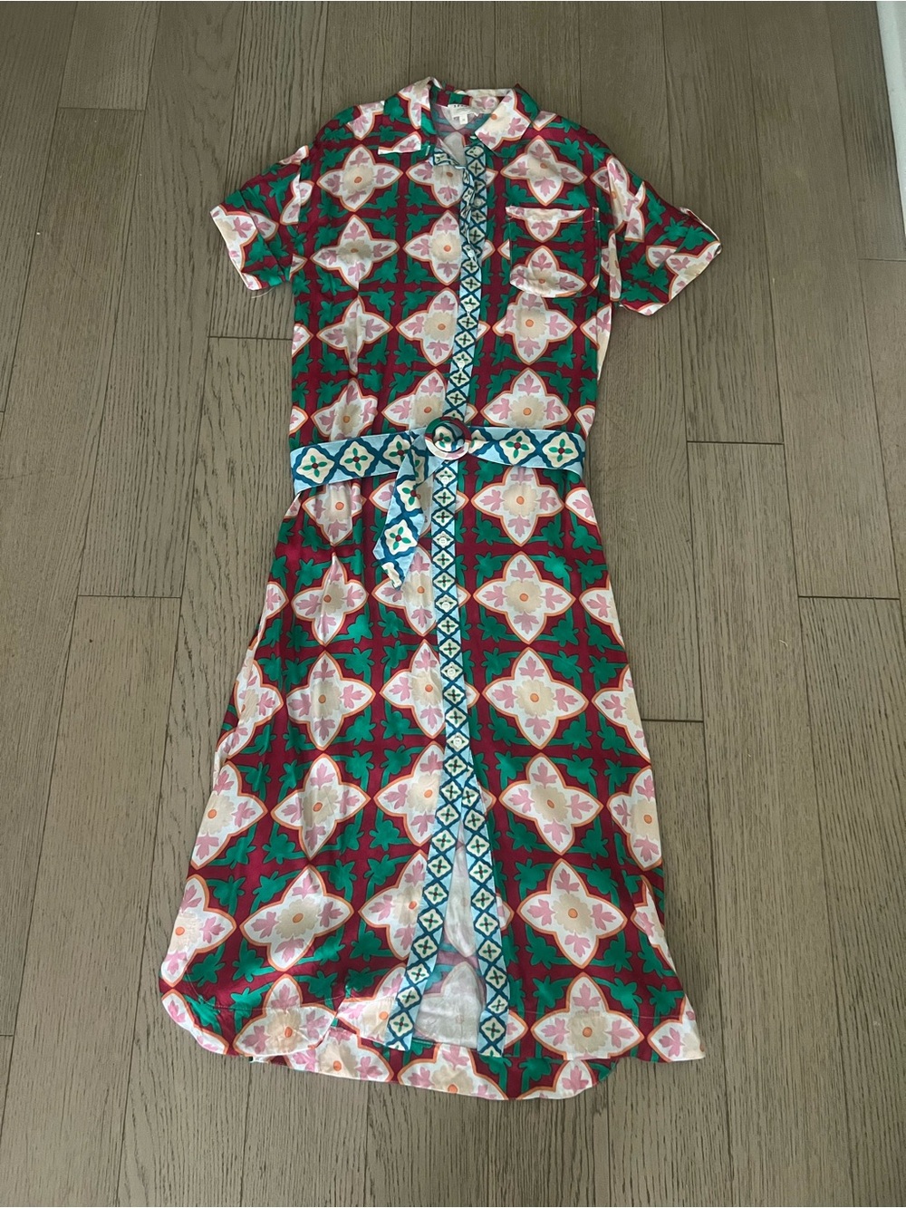 Sézane Dora Dress Floral Tiles Print Size 34